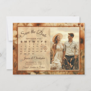 Sienna Boho Floral Medley Kalender & Foto Hochzeit Save The Date