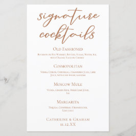 Sienna Brown Mariage Signature Cocktails Menu