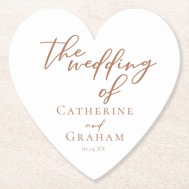 Sienna Brown Typografie Minimalistische Hochzeitsh Untersetzer (Vorderseite)