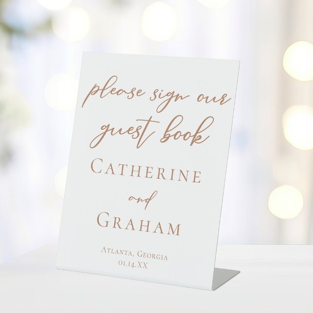 Sienna Brown Typografie Wedding Guest Book Poster Sockelschild (Von Creator hochgeladen)