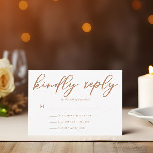 Sienna Brown Typografie Wedding Kindly Antwort