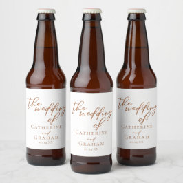 Sienna Brown Typografy Minimalistisch Wedding Bierflaschenetikett