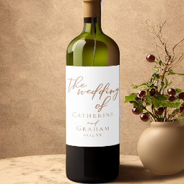 Sienna Brown Typografy Minimalistisch Wedding Weinetikett