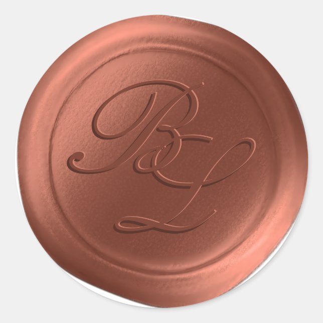 Sienna Double Monogram Imitate Wachs Siegel Sticke Runder Aufkleber (Vorderseite)
