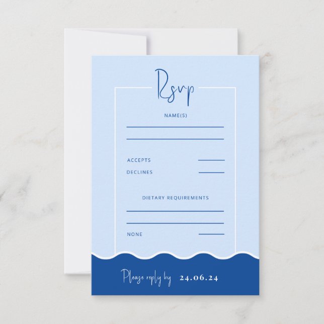 SIENNA Modern Blue Destination UAWG Response Card RSVP Karte (Vorderseite)
