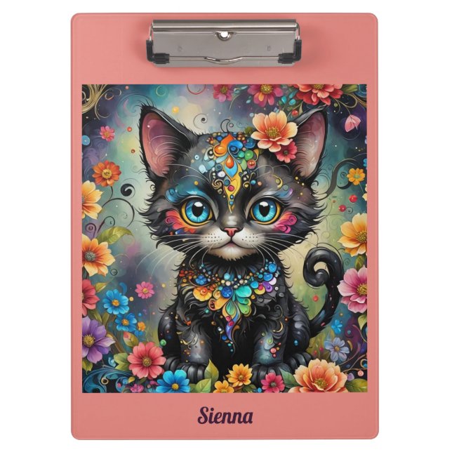 SIENNA ~ Niedlich Black Cat ~ Klemmbrett (Vorderseite)