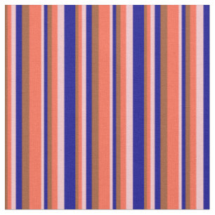 Sienna, Rot, Rosa und Dunkelblau - farbige Linien Stoff