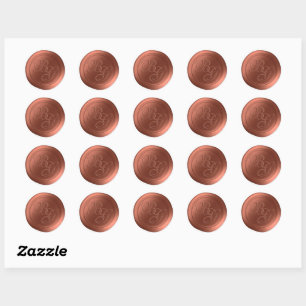 Sienna Rust Calligraphie Monogramme Stickers cire