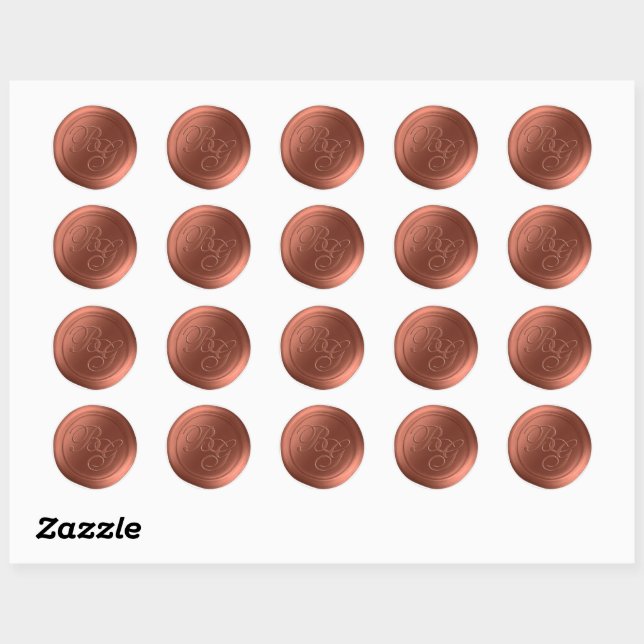 Sienna Rust Calligraphie Monogramme Stickers cire  (Feuille)