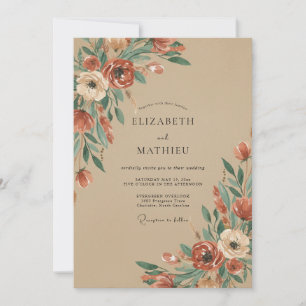 Sienna Rustikale Blumenhochzeit Einladung