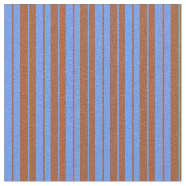 Sienna und Cornflower Blauer Streifen Stoff (Nahaufnahme)