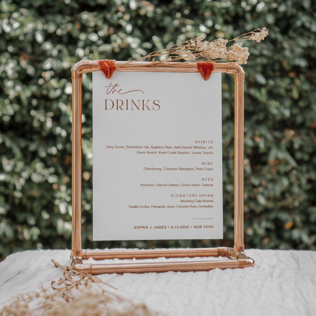 SIENNA Wedding Bar Drink Menu Sign Poster (Von Creator hochgeladen)