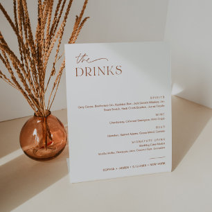 SIENNA Wedding Drink Bar Menu Sockelschild
