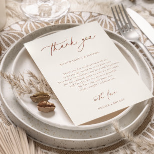 Sienna Wedding Reception Table Vielen Dank Dankeskarte