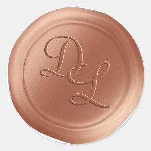 Sienne brûlée 2 Lettre Monogramme Stickers de cire