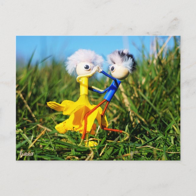 Sierlijk dansend actief Fubby poppetjes stel. Postkarte (Vorderseite)