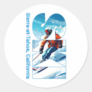 Sierra-at-tahoe Cooler Skiurlaub Ski Außenbereich  Runder Aufkleber