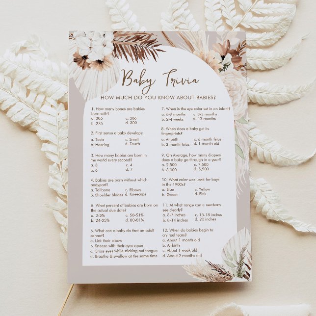 SIERRA Boho Baby Trivia Baby Showspielkarte Einladung (Von Creator hochgeladen)