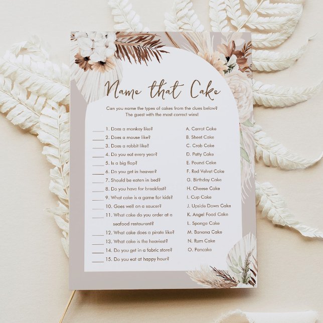 SIERRA Boho Name that Cake Brautparty Game Card Einladung (Von Creator hochgeladen)