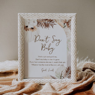 SIERRA Boho Say Baby Game Sign Poster