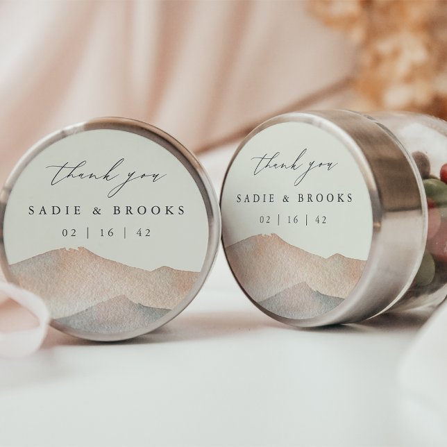 Sierra Dusk | Desert Mountain Wedding Thank You Runder Aufkleber (Von Creator hochgeladen)