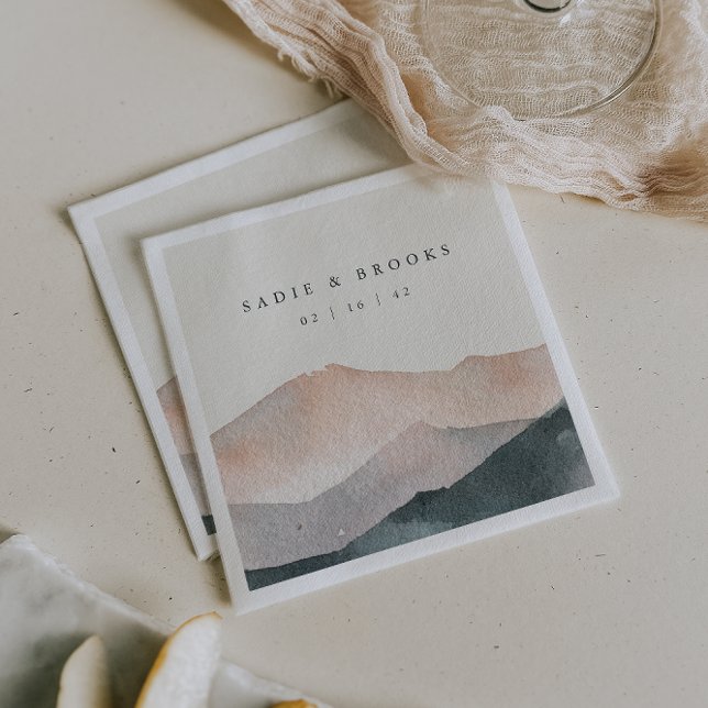 Sierra Dusk | Wüstenberg-Sonnenuntergangs-Hochzeit Serviette (Von Creator hochgeladen)