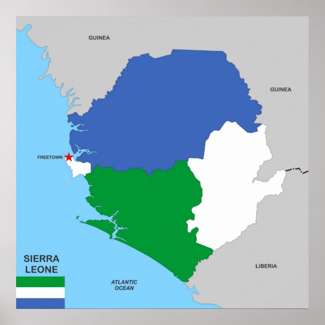 sierra leone country political map flagge poster (Vorne)