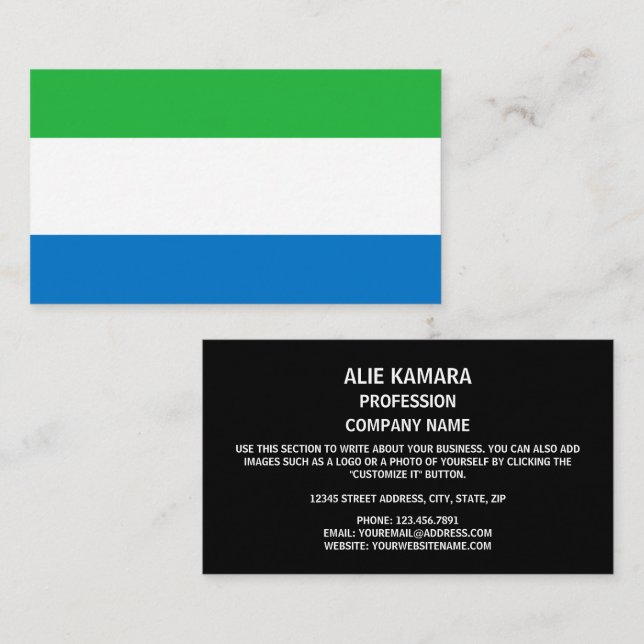 Sierra Leone Fahne, Flagge Sierra Leones Visitenkarte (Vorne/Hinten)