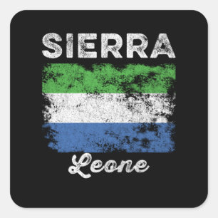 Sierra Leone Flag abgenutzt Quadratischer Aufkleber