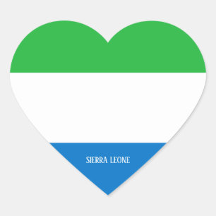 Sierra Leone Flagge Prächtig Patriotisch Herz-Aufkleber