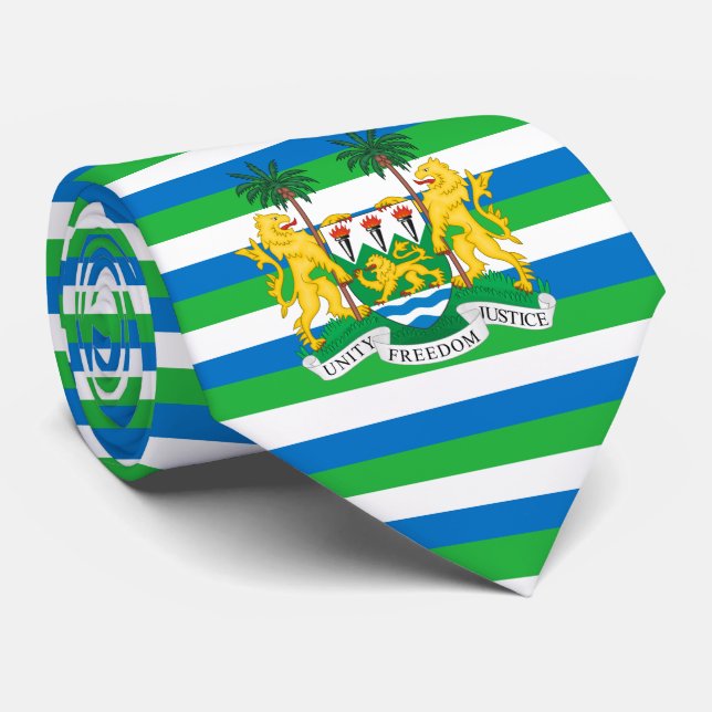 Sierra Leone - Flagge & Wappen Sierra Leones Krawatte (Gerollt)