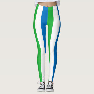 Sierra Leone Nationalflagge Farben Vertikal Gestre Leggings