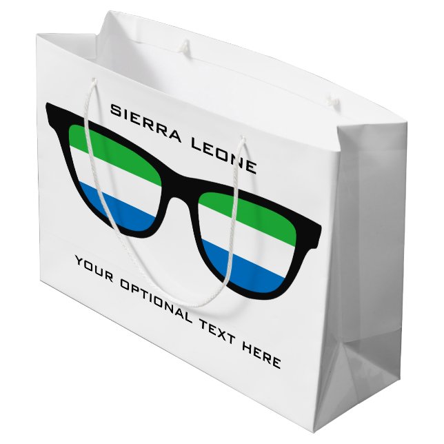 Sierra Leone Shades - Tasche mit Sondertext und Fa Große Geschenktüte (Rückseite Schrägansicht)