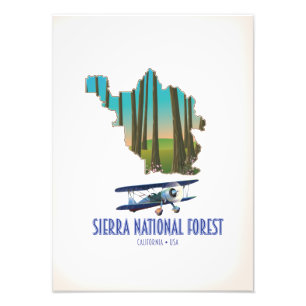 Sierra Nationalforest Kalifornien USA Karte Fotodruck