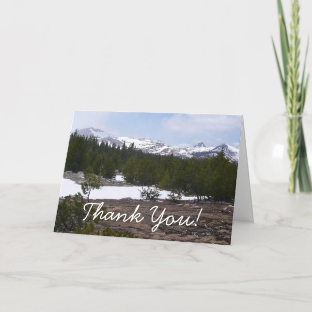 Sierra Nevada Berge und Schnee auf Yosemite Dankeskarte (Vorderseite)
