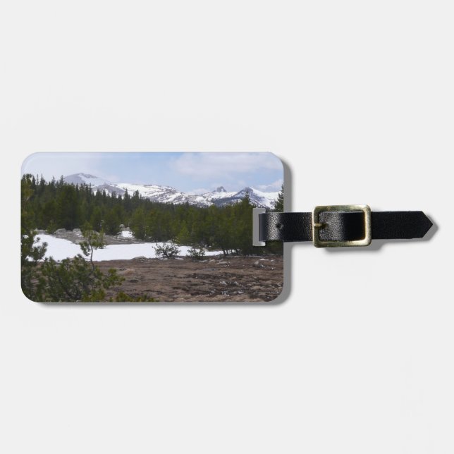 Sierra Nevada Berge und Schnee auf Yosemite Gepäckanhänger (Vorderseite horizontal)