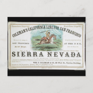 Sierra Nevada Clipper-Segelschiff 1900 Postkarte