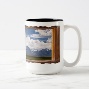 Sierra Nevada durch Cabin Fenster auf Weiß Zweifarbige Tasse