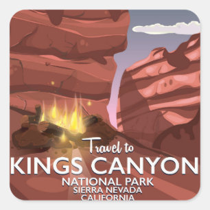 Sierra Nevada-Reiseplakat König-Canyon Quadratischer Aufkleber