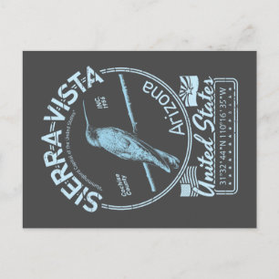 SIERRA VISTA ARIZONA - HUMINGBIRD ILLUSTRATION POSTKARTE
