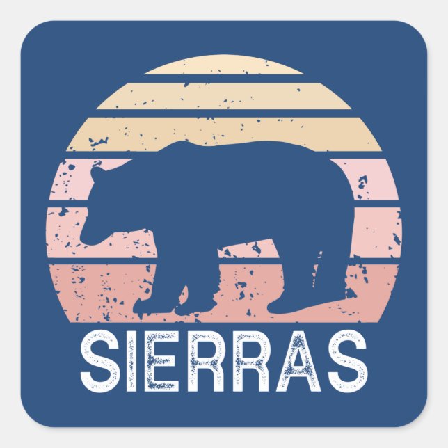 Sierras Retro Bear Quadratischer Aufkleber (Vorderseite)