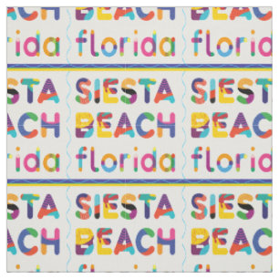 Siesta Beach, Florida. Farbiges Textmuster Stoff