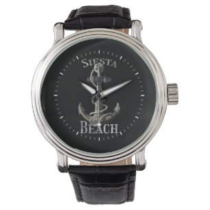 Siesta Beach Florida Vacation Nautic Anchor Segel Armbanduhr