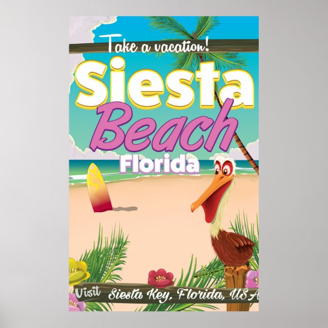 Siesta Beach florida Vintage Reiseplakat Poster (Vorne)