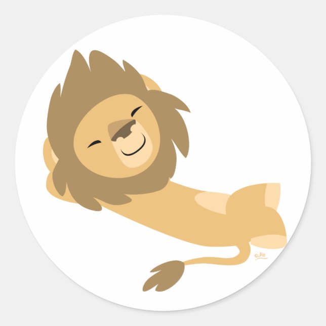 Siesta Cartoon Lion Rundaufkleber Runder Aufkleber (Vorderseite)