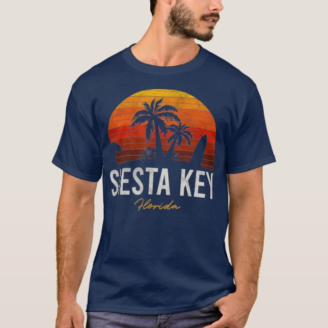 Siesta Key Beach Florida FL Palms Ferienhaus Surf T-Shirt (Vorderseite)