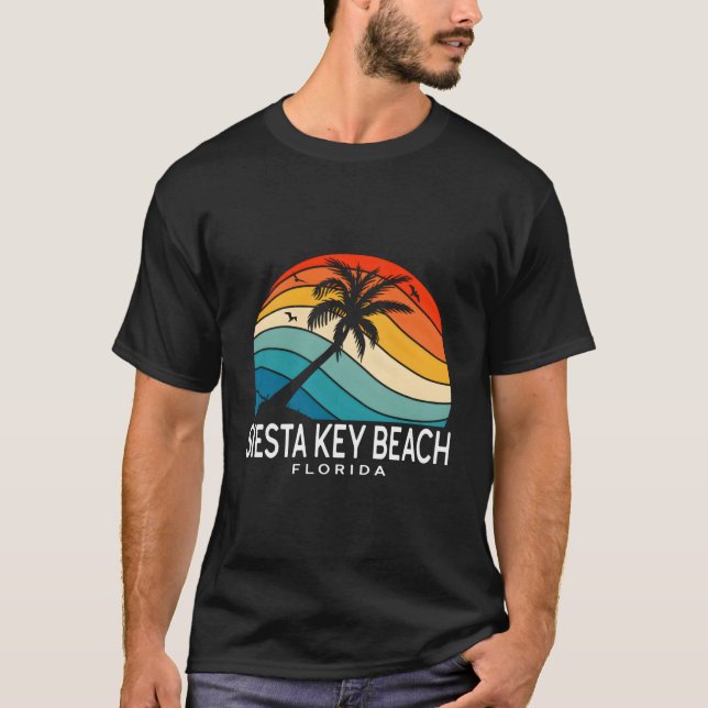 Siesta Key Beach Florida Tropical Beach Palm Tree T-Shirt (Vorderseite)