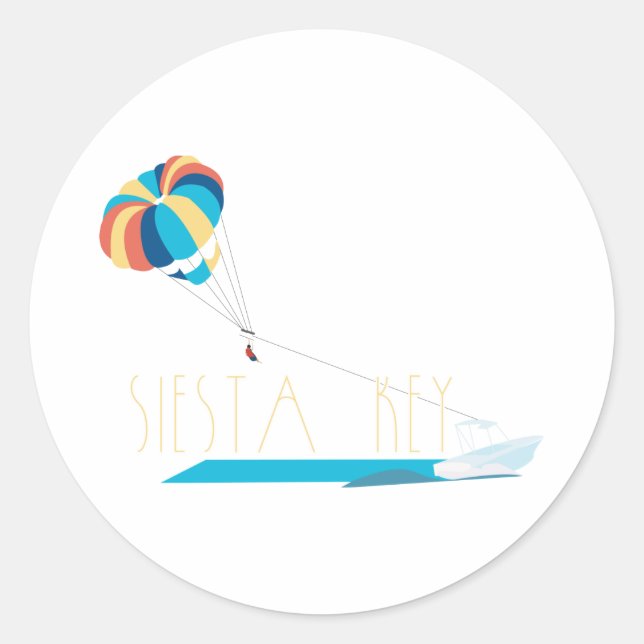 Siesta Key Beach Parasailing Runder Aufkleber (Vorderseite)