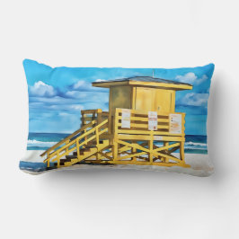 Siesta Key Beach Yello LifeGuard Tower Pillow Lendenkissen
