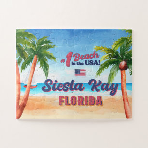 Siesta Key Florida Aquarell-Souvenirs FL Vintage